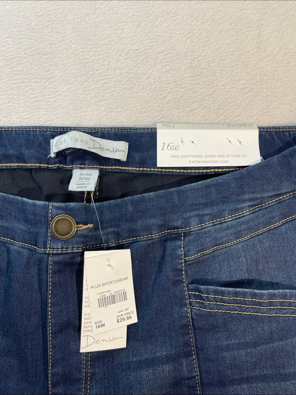 EST 1946 DENIM HIGH RISE JEGGING Dark Blue Women’s SIZE 16 W PULL ON NWT